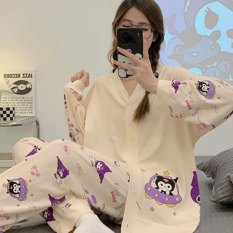 Sanrio Kawaii Kuromi Cinnamoroll Pajamas Long-sleeved Cardigan Japanese Cartoon Sweet Cute Homewear Girls Clothes Birthday Gift
Sanrio Kawaii Kuromi Cinnamoroll Pajamas Long-sleeved Cardigan Japanese Cartoon Sweet Cute Homewear Girls Clothes Birthday Gift