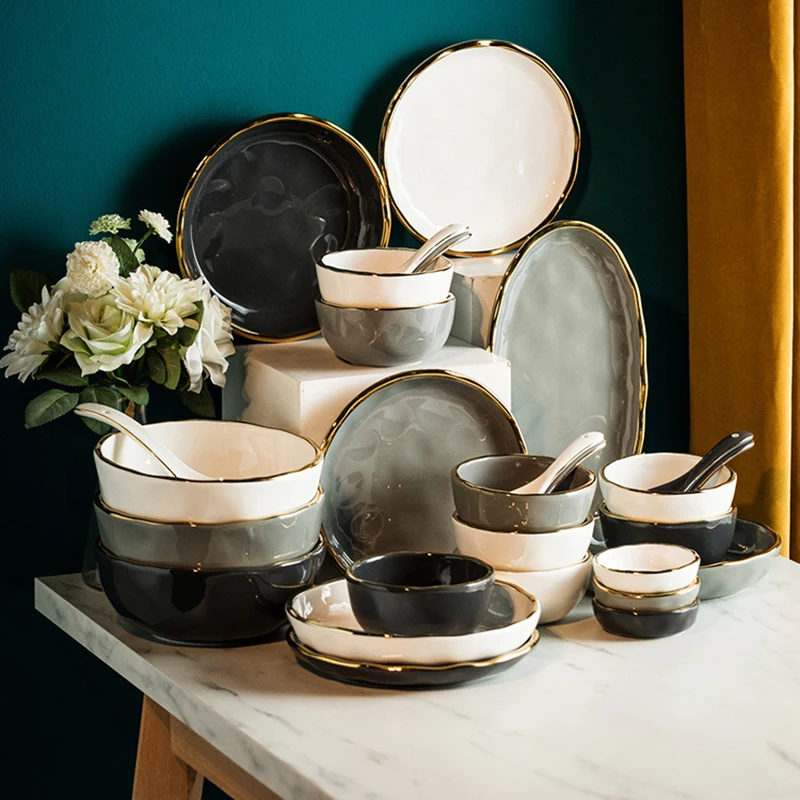 Luxury Aesthetic Plate Set Gold Ceramic Nordic Dessert Pasta Plate Set Tableware Japanese Pratos De Jantar Serving Tray Kitchen
Luxury Aesthetic Plate Set Gold Ceramic Nordic Dessert Pasta Plate Set Tableware Japanese Pratos De Jantar Serving Tray Kitchen