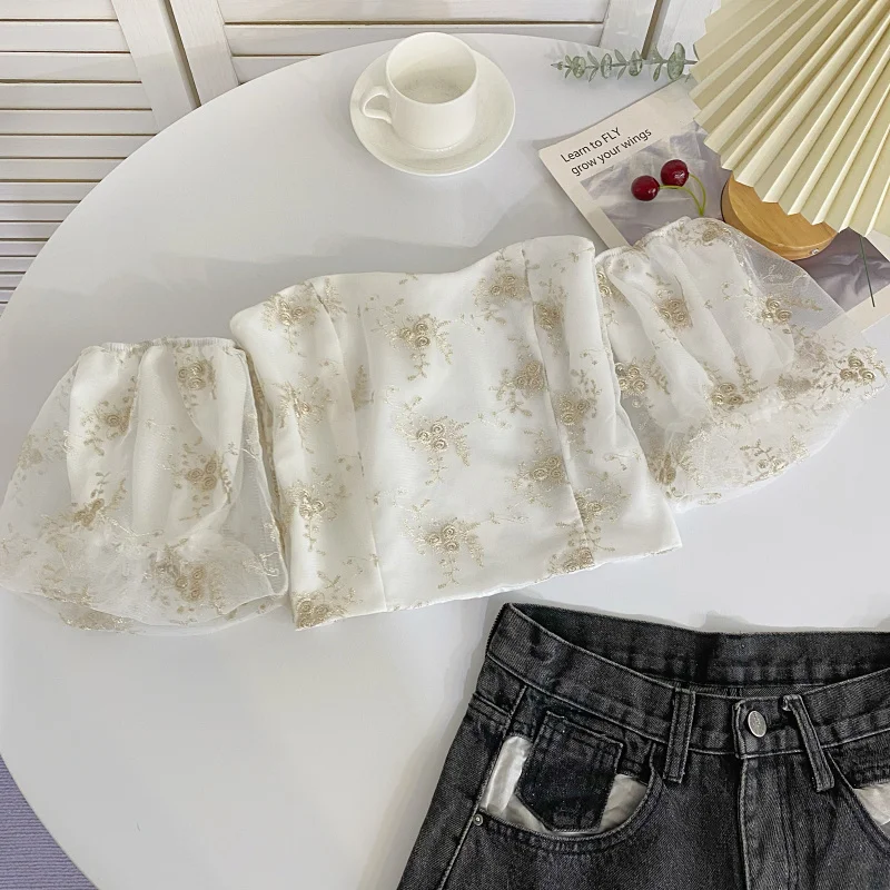 Summer Embroidery Flower Design Blouses Women 2023 Sexy Off Shoulder Puff Sleeve Short Mesh Shirt Tops Women's Blouse
Summer Embroidery Flower Design Blouses Women 2023 Sexy Off Shoulder Puff Sleeve Short Mesh Shirt Tops Women's Blouse