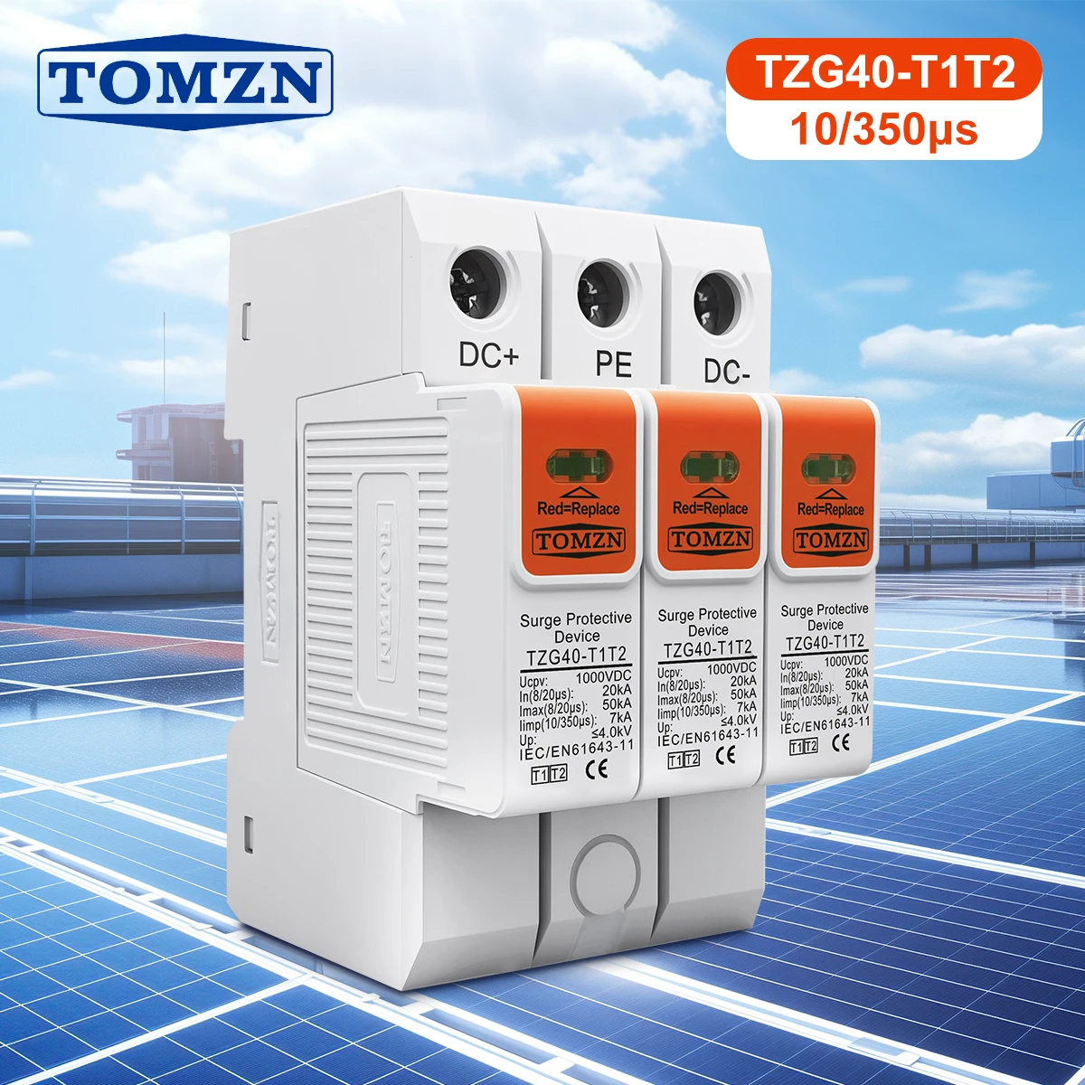 TOMZN TZG40-T1T2 Устройство защиты от перенапряжения для фотоэлектрических систем
TOMZN TZG40-T1T2 Устройство защиты от перенапряжения для фотоэлектрических систем