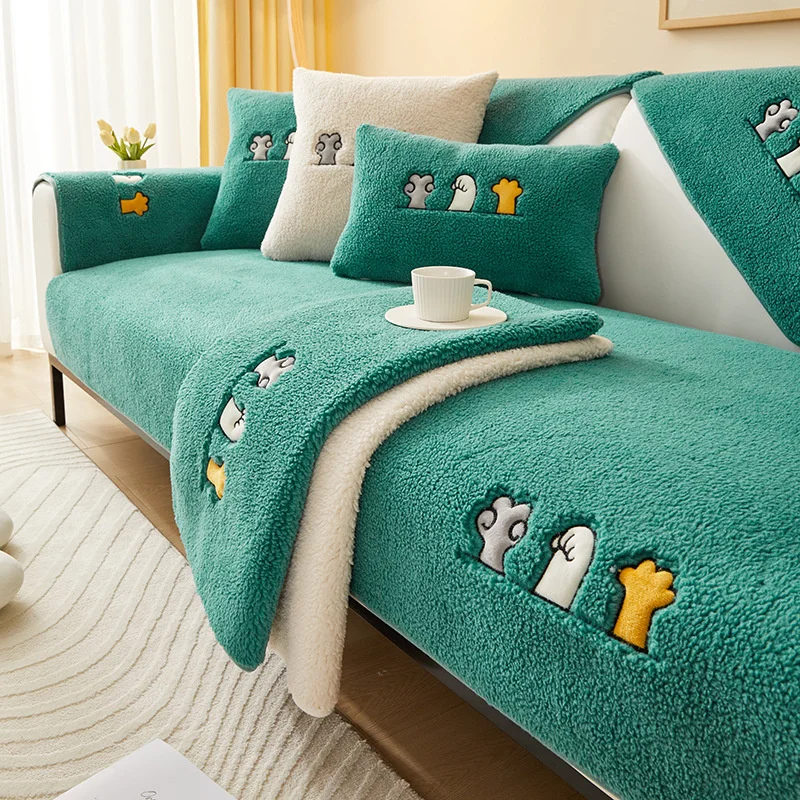

Утолщенная плюшевая диванная подушка для гостиной, теплое нескользящее диванное полотенце, мягкий Универсальный L-образный чехол на диван, подлокотник, полотенца
