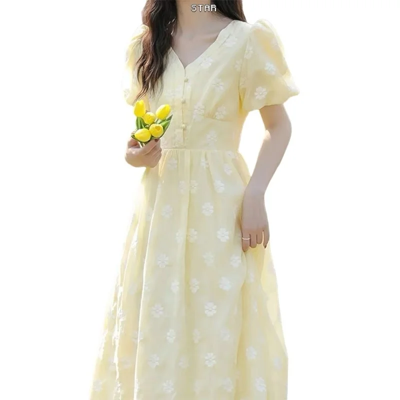 Women's Summer Cool Sweet Dress Holiday Party Square Neck Bubble Sleeve Green Floral Dress
Women's Summer Cool Sweet Dress Holiday Party Square Neck Bubble Sleeve Green Floral Dress