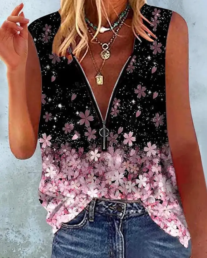 New Fashion 2023 Casual Summer Floral Sleeveless Cherry Blossoms Print Zip Front Casual Tank Top Vacatio T-Shirts Pullover Tops
New Fashion 2023 Casual Summer Floral Sleeveless Cherry Blossoms Print Zip Front Casual Tank Top Vacatio T-Shirts Pullover Tops