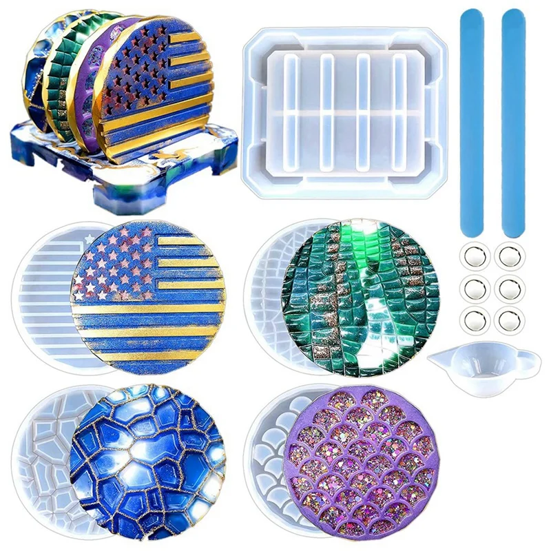 Resin Coaster Molds Kit,Coaster Mold With Coaster Stand Storage Silicone Molds For Resin Casting Coasters,Home Decor
Resin Coaster Molds Kit,Coaster Mold With Coaster Stand Storage Silicone Molds For Resin Casting Coasters,Home Decor
