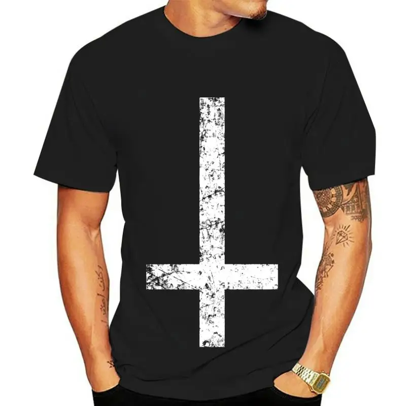 

Мужские топы, футболки перевёрнутый крест-Grunge, оптовая продажа, пользовательская футболка из хлопка с коротким рукавом, дизайн толстовка с круглым вырезом