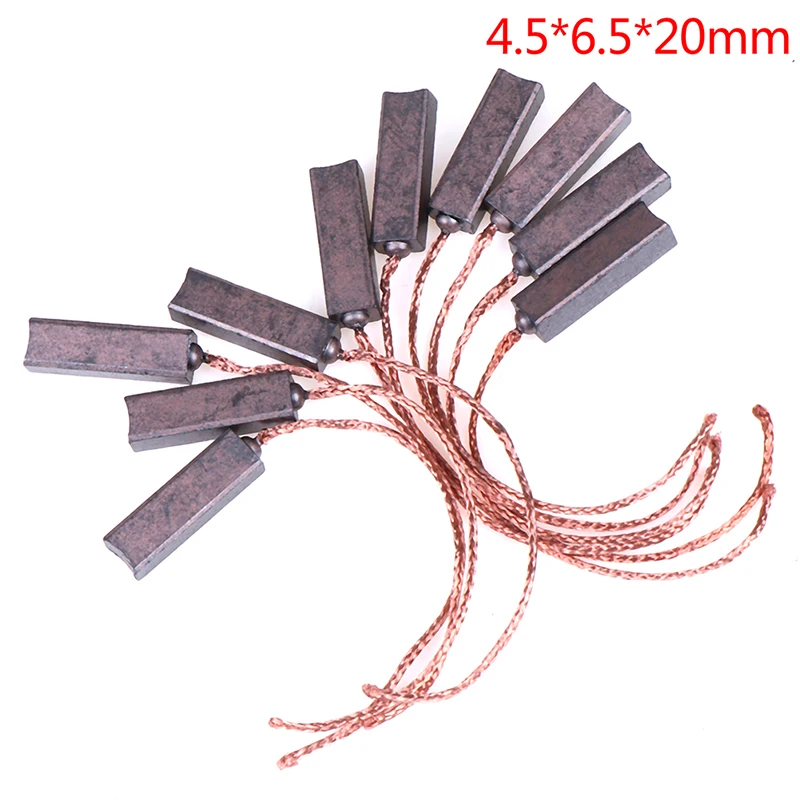 10Pcs Carbon Brushes Wire Leads Generator Generic Electric Motor Brush Replacement 4.5 x 6.5 x 20mm
10Pcs Carbon Brushes Wire Leads Generator Generic Electric Motor Brush Replacement 4.5 x 6.5 x 20mm