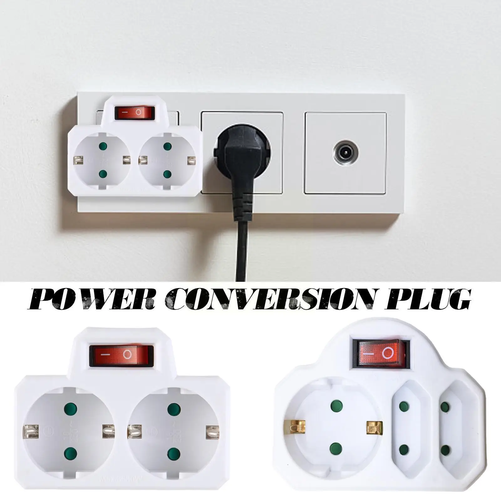 

250v Eu Standard Multiple Plug 16a Double Socket Power With Socket Plug Adapter Power Outlet Switch Conversion V1p2