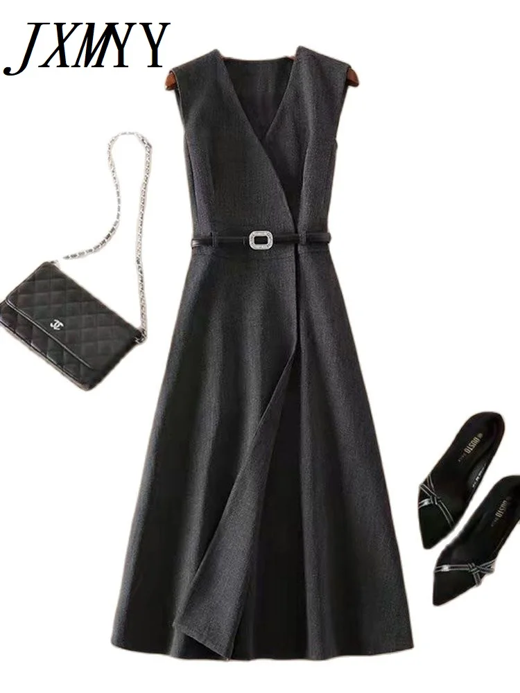 JXMYY 2022 New Spring Elegant Temperament V-Neck Solid Color Vest Skirt Gray Sleeveless Waist Strap Waistcoat Dress Women's
JXMYY 2022 New Spring Elegant Temperament V-Neck Solid Color Vest Skirt Gray Sleeveless Waist Strap Waistcoat Dress Women's