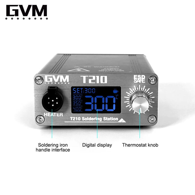 GVM T210 75W Soldering Kit Electric Soldering Iron Adjustable Constant Temperature Soldering Station with Lcd Screen Auto Sleep 
GVM T210 75W Soldering Kit Electric Soldering Iron Adjustable Constant Temperature Soldering Station with Lcd Screen Auto Sleep