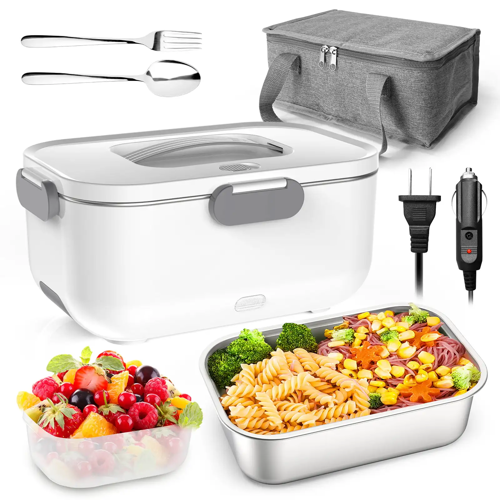 Electric Lunch Box with Insulated lunch bag 2LWhite ,Heated Lunch Box for Car Office School Home Use With Forks & Spoon 304 Stai
Electric Lunch Box with Insulated lunch bag 2LWhite ,Heated Lunch Box for Car Office School Home Use With Forks & Spoon 304 Stai
