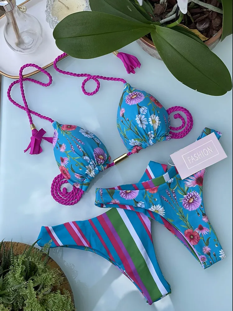 Miyouj Floral Print Bikini Set Swimwear Thong Swimsuit Woman Sexy Bathing Suits Blue Two Piece Bikinis Bandage Female Beachwear
Miyouj Floral Print Bikini Set Swimwear Thong Swimsuit Woman Sexy Bathing Suits Blue Two Piece Bikinis Bandage Female Beachwear