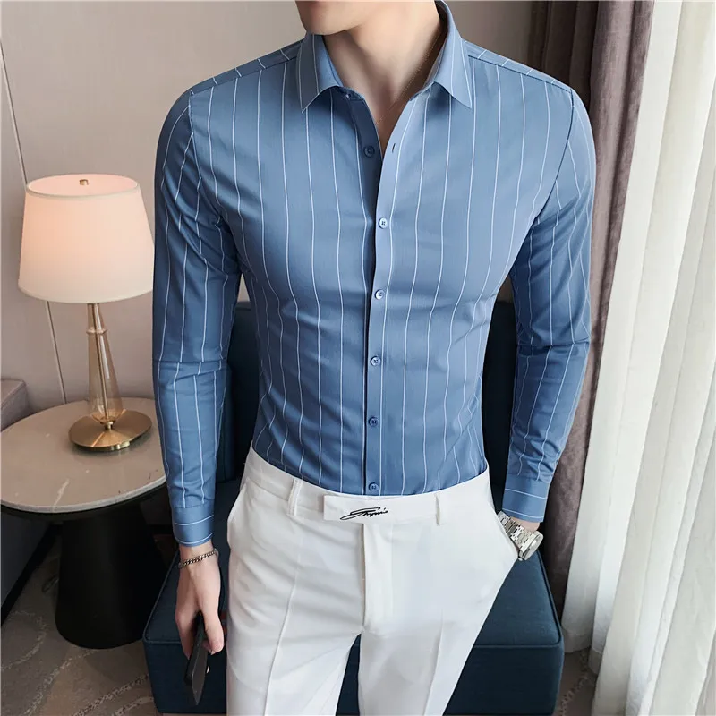 2022 Spring Mens Long Sleeve Striped Shirts Men Clothing Simple Plus Size Business Formal Wear Slim Fit Chemise Homme
2022 Spring Mens Long Sleeve Striped Shirts Men Clothing Simple Plus Size Business Formal Wear Slim Fit Chemise Homme