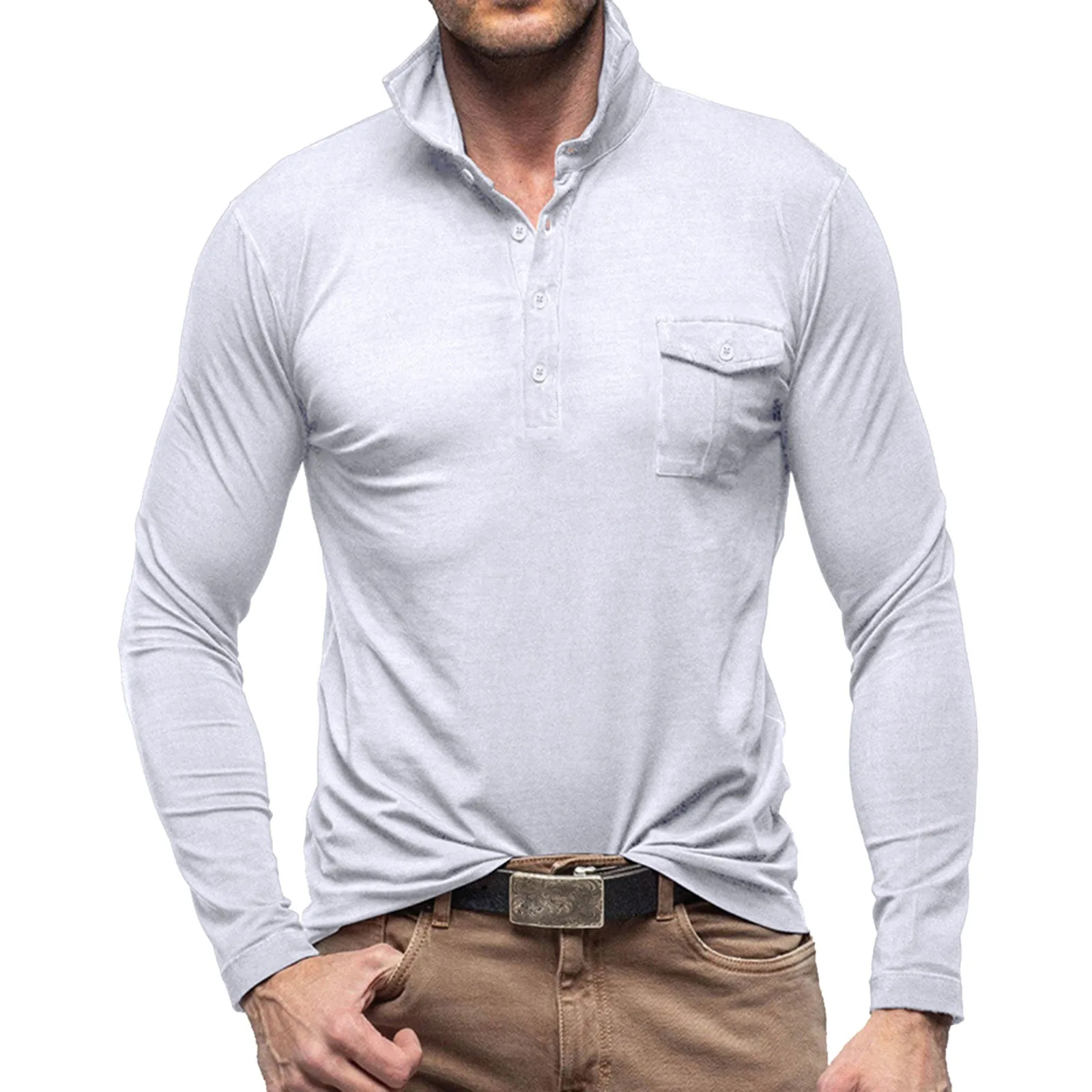Male Autumn And Winter Solid Color Lapel Long Sleeve Button Neck Striped Oversized T Shirt Top Vintage fitness
Male Autumn And Winter Solid Color Lapel Long Sleeve Button Neck Striped Oversized T Shirt Top Vintage fitness
