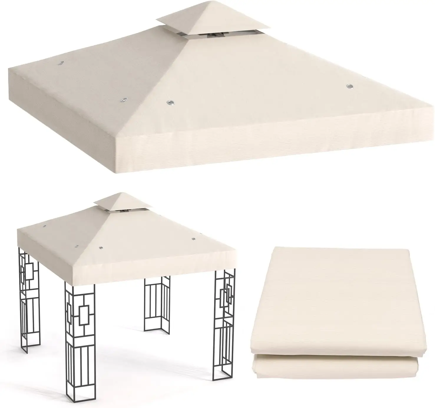 Top - Pop Up Gazebo Cover 10 x 10 - Double Tier - Waterproof 250g Canvas Fabric - Beige
Top - Pop Up Gazebo Cover 10 x 10 - Double Tier - Waterproof 250g Canvas Fabric - Beige