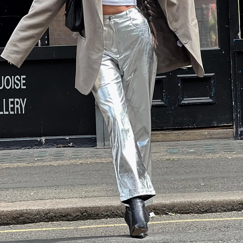 Pu Women Y2k Pants Solid High Waist Straight-leg Pants 2023 Fall Night Club Streetwear Trousers Casual Loose Lady Capris
Pu Women Y2k Pants Solid High Waist Straight-leg Pants 2023 Fall Night Club Streetwear Trousers Casual Loose Lady Capris