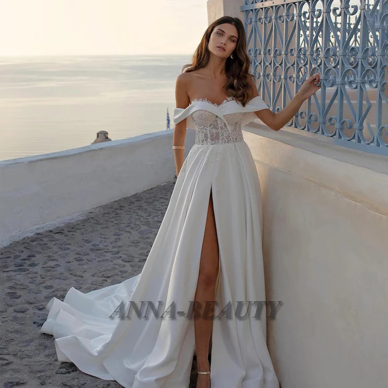 Anna Elegant Wedding Dresses Sweetheart Off-the-Shoulder Slit Stain Vestidos De Novia Brautmode Made To Order
Anna Elegant Wedding Dresses Sweetheart Off-the-Shoulder Slit Stain Vestidos De Novia Brautmode Made To Order