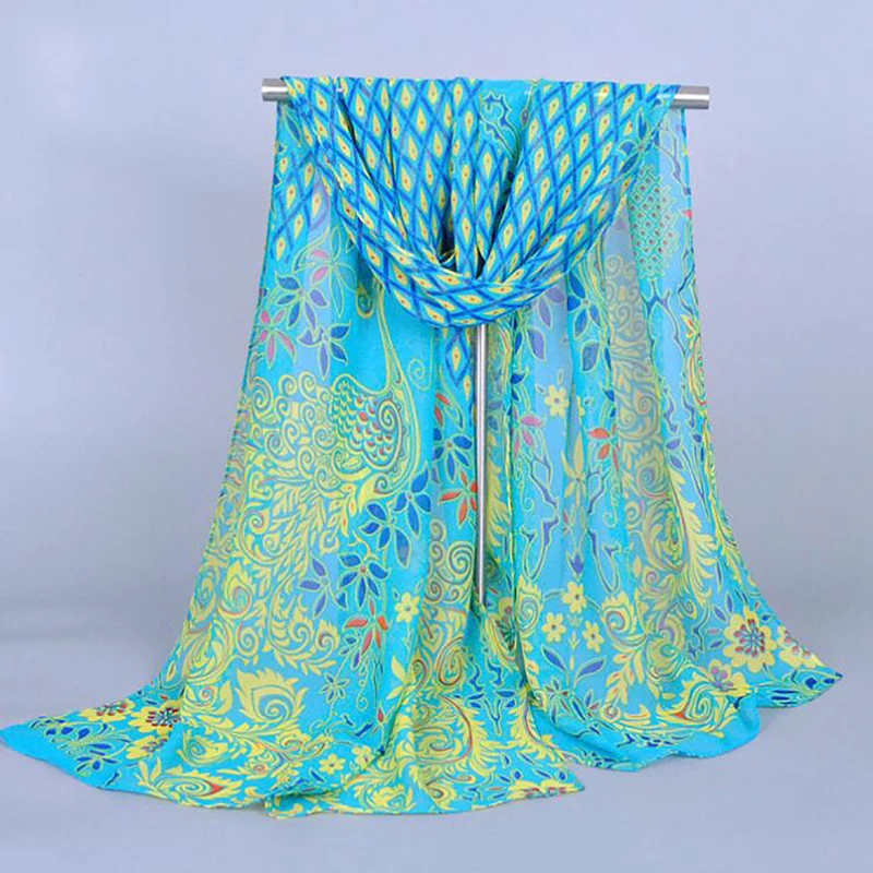 Hot Sell India Bohemian Beach Peacock Chiffon Scarf With Print Long Scarves For Women Wraps Shawl Head Band Stole 160x50cm
Hot Sell India Bohemian Beach Peacock Chiffon Scarf With Print Long Scarves For Women Wraps Shawl Head Band Stole 160x50cm