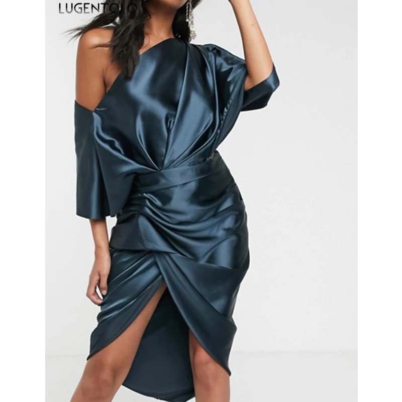 Sexy Dress Women Party Loose Short Sleeve Dresses One-shoulder Diagonal Collar Solid Ladies Dinner Long Dress Lugentolo
Sexy Dress Women Party Loose Short Sleeve Dresses One-shoulder Diagonal Collar Solid Ladies Dinner Long Dress Lugentolo