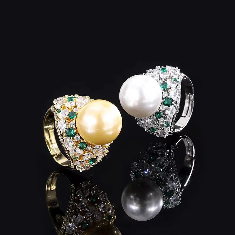 Luxury Pearl Rings Geometric Design Zircon Stone Women Wedding Party Jewelry Fashion Finger Rings High Quality Jewelry Gift 2022 
Luxury Pearl Rings Geometric Design Zircon Stone Women Wedding Party Jewelry Fashion Finger Rings High Quality Jewelry Gift 2022