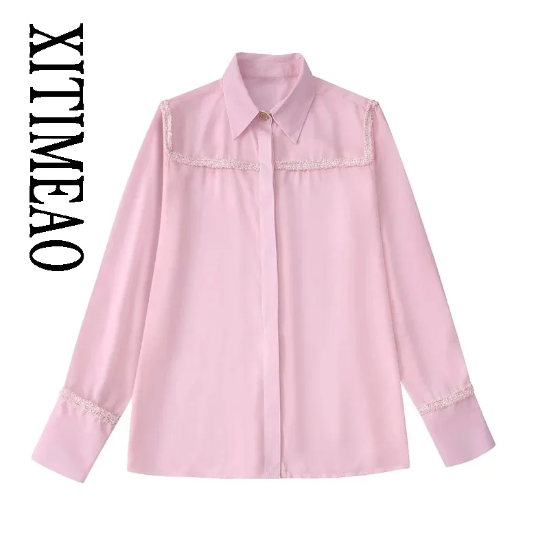 Рубашка женская твидовая с длинным рукавом, модная блузка контрастной расцветки, на пуговицах, в винтажном стиле, шикарный топ 
Рубашка женская твидовая с длинным рукавом, модная блузка контрастной расцветки, на пуговицах, в винтажном стиле, шикарный топ