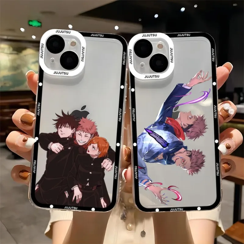 

Jujutsu Kaisen Cartoon Phone Case Telefoon For IPhone 14ProMax 13 14 12 11 Pro Max Mini Transparent Fundas Soft Cover