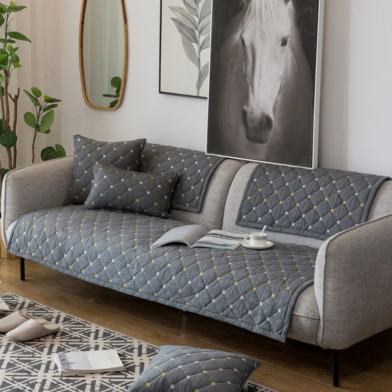 Gray Plaid Cotton Sofa Towel Four Seasons Sofa Cover Anti-skid Leather European Style Cotton Towel Sofa Cover Modern Slipcover
Gray Plaid Cotton Sofa Towel Four Seasons Sofa Cover Anti-skid Leather European Style Cotton Towel Sofa Cover Modern Slipcover