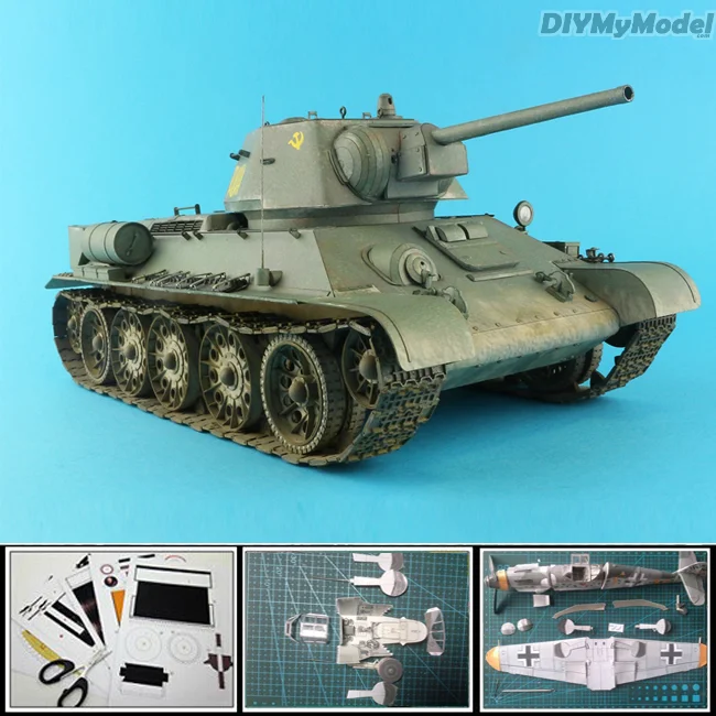 3D Paper Model Tank World War II Soviet Union T34/76 Tank 1:25 scale manual papercraft Military vehicle models collections
3D Paper Model Tank World War II Soviet Union T34/76 Tank 1:25 scale manual papercraft Military vehicle models collections