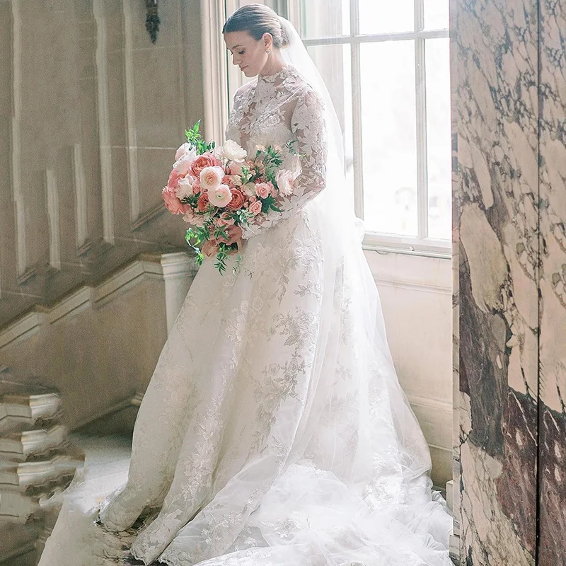 Vintage Lace High Neck Wedding Dresses Long Sleeve Women's Elegant A-Line Bohemian Bride Gowns Decal Princess Beach Formal Party
Vintage Lace High Neck Wedding Dresses Long Sleeve Women's Elegant A-Line Bohemian Bride Gowns Decal Princess Beach Formal Party