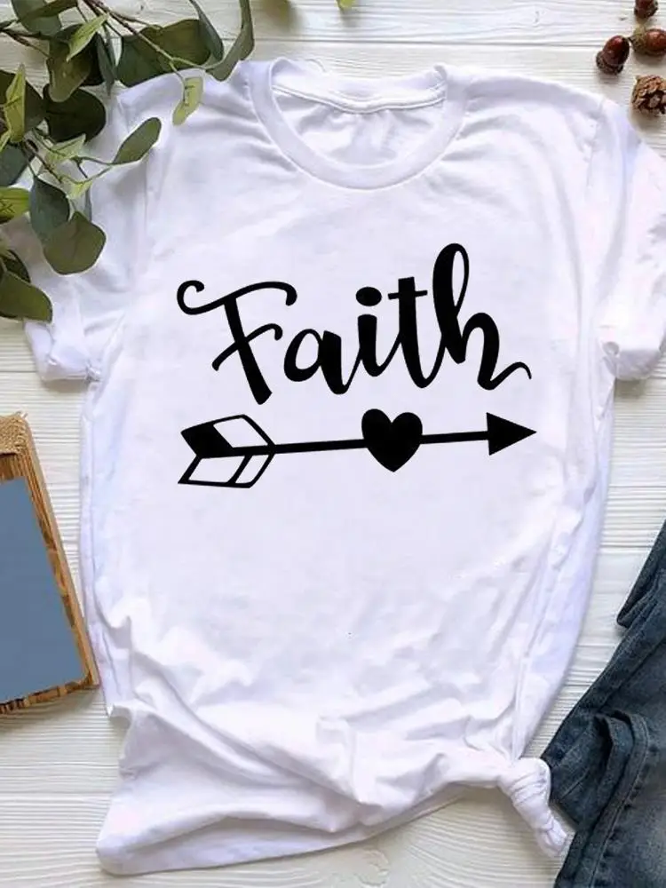 Women Graphic T-shirt Clothing Faith Letter 90s Sweet Fashion Short Sleeve Clothes Print T Shirt Basic Tee Summer Kawaii Top
Women Graphic T-shirt Clothing Faith Letter 90s Sweet Fashion Short Sleeve Clothes Print T Shirt Basic Tee Summer Kawaii Top