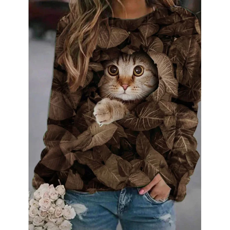 2022 Women's Spring Loose Sexy Clothing Cute Cat 3D Print Casual Loose Long-sleeved Top T-shirt Ropa Mujer Oversized T Shirt
2022 Women's Spring Loose Sexy Clothing Cute Cat 3D Print Casual Loose Long-sleeved Top T-shirt Ropa Mujer Oversized T Shirt