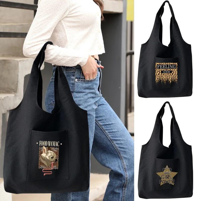 Women Shoulder Bags Reusable Large Capacity Shopping Bag Casual Harajuku Handbags Leopard Shopper Canvas Tote Bag Organizer
Women Shoulder Bags Reusable Large Capacity Shopping Bag Casual Harajuku Handbags Leopard Shopper Canvas Tote Bag Organizer