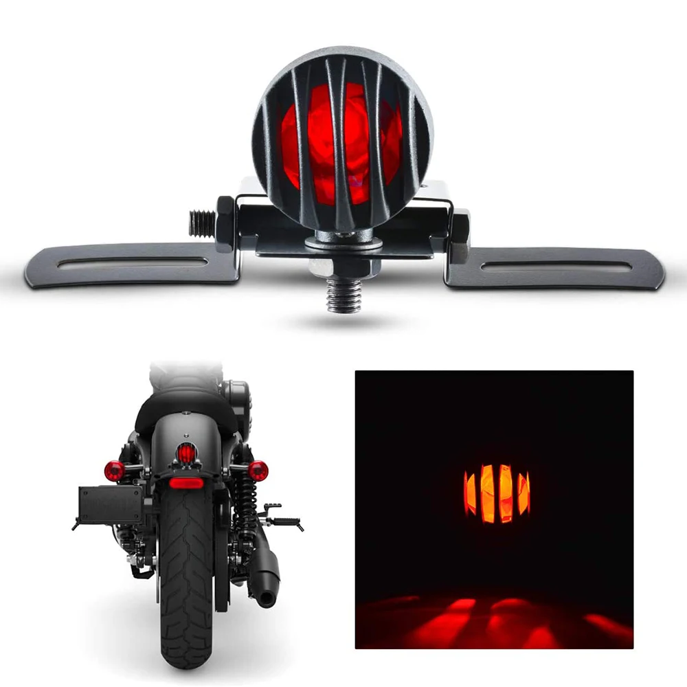 

Motorcycle Taillight Red Brake Stop Running Light with License Plate Holder Tail Light for Chopper Bobber Cafe Racer