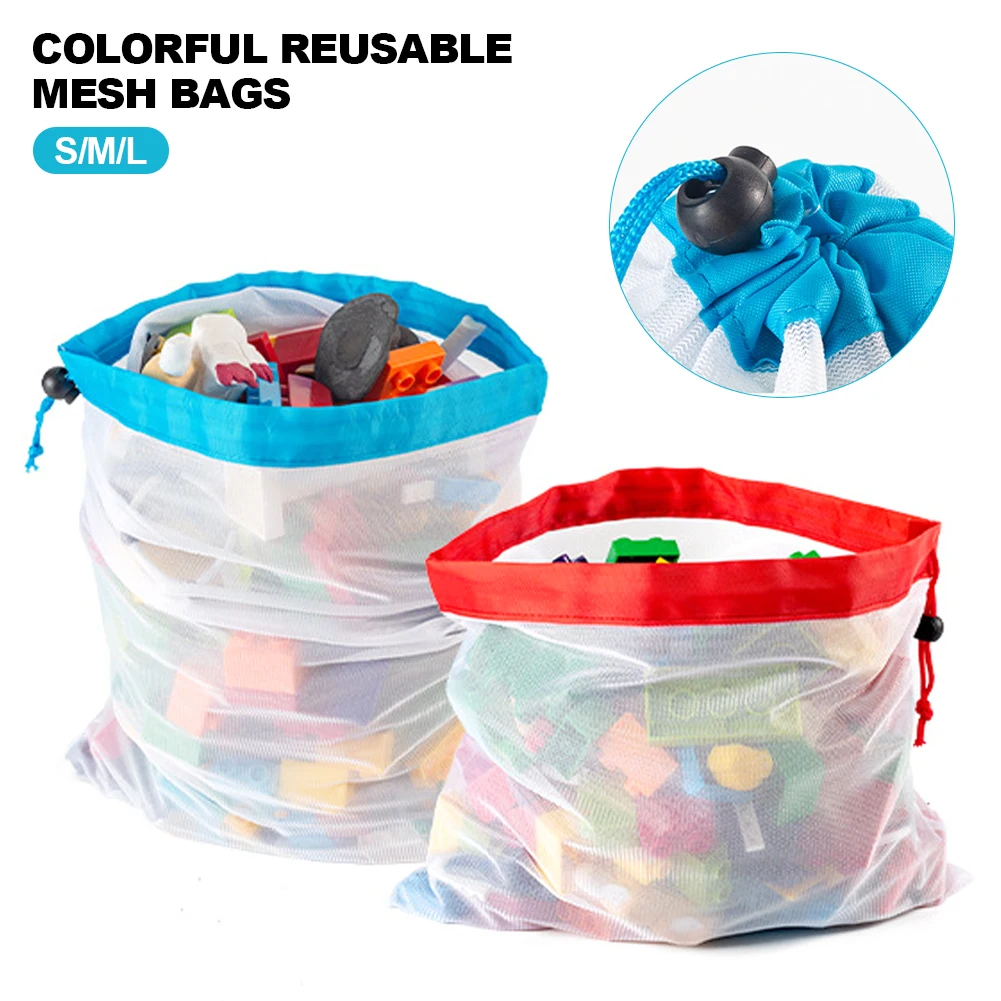 

3 Sizes Reusable Mesh Produce Bag Washable Eco-Friendly Bags for Grocery Shopping Storage Fruit Vegetable Toys Sundries Bag