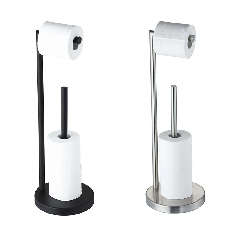 

Toilet Paper Holder Free Standing With Reserve 304 Stainless Steel Rustproof Pedestal Lavatory Tissue Roll Holder