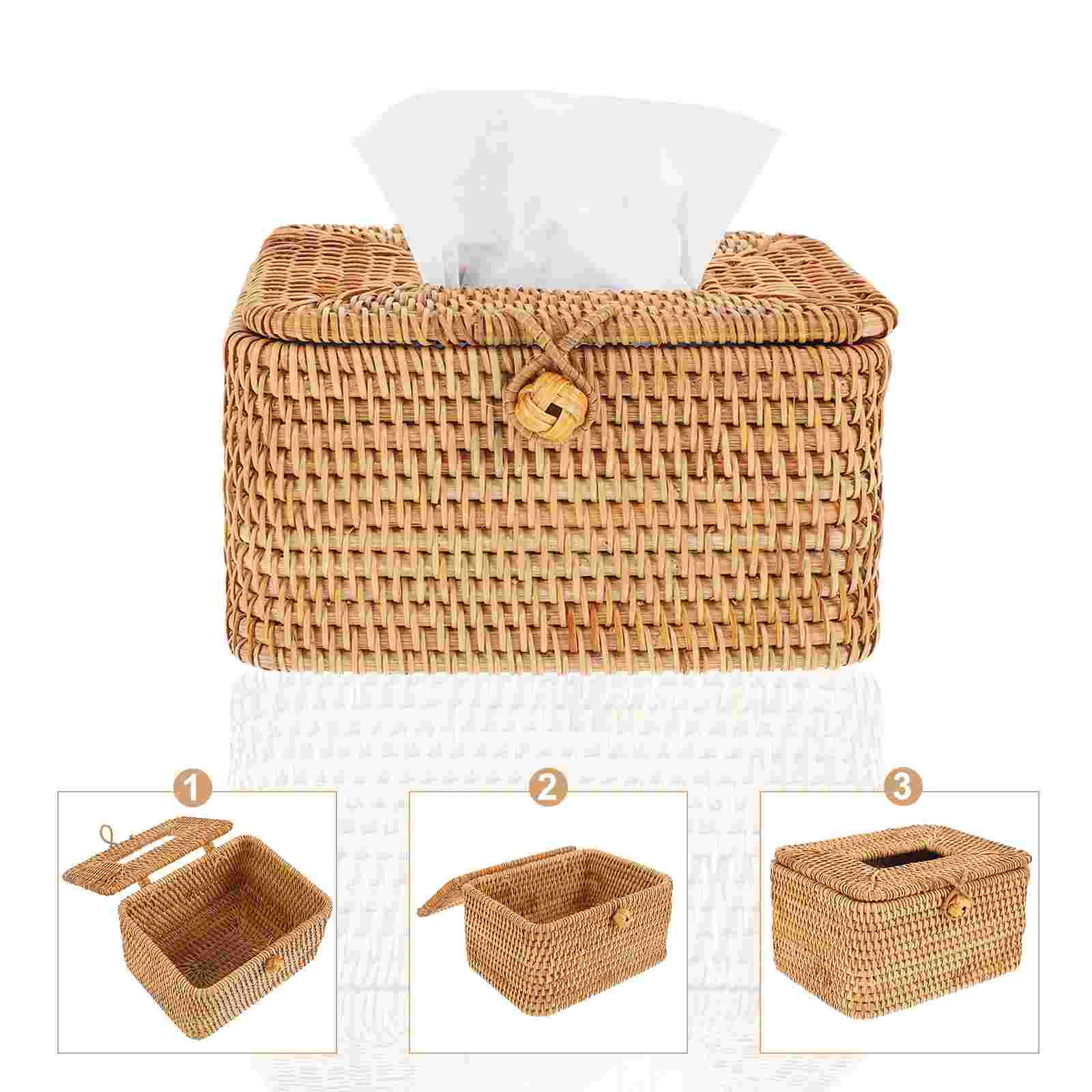 

Rattan Tissue Box Cover Woven Tissue Holder Wicker Tissue Basket Napkin Dispenser for Bedroom Bathroom