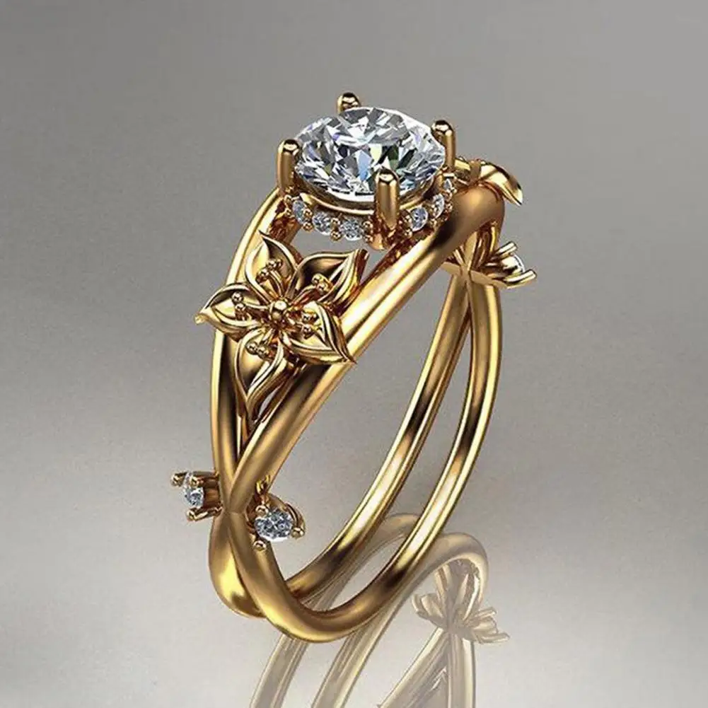 Women Ring Floral Double Layer Jewelry Sparkling Fashion Appearance Finger Ring for Wedding
Women Ring Floral Double Layer Jewelry Sparkling Fashion Appearance Finger Ring for Wedding