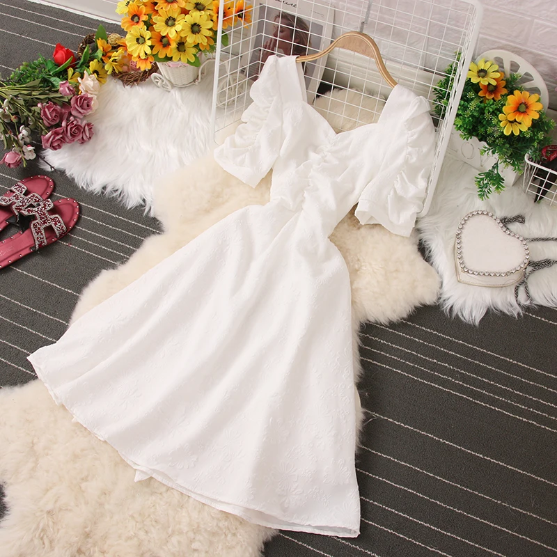 White Square Collar Puff Sleeve Dress For Women 2022 Summer New High Waist A-line Slim Dresses Elegant Female Party Vestidos
White Square Collar Puff Sleeve Dress For Women 2022 Summer New High Waist A-line Slim Dresses Elegant Female Party Vestidos