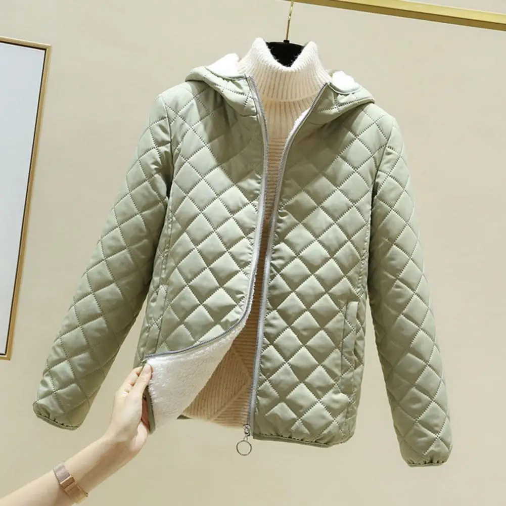 Winter Women Down Coat Hooded Zipper Solid Color Plush Hat Warm Thick Padded Cardigan Lady Winter Jacket for Outdoor
Winter Women Down Coat Hooded Zipper Solid Color Plush Hat Warm Thick Padded Cardigan Lady Winter Jacket for Outdoor