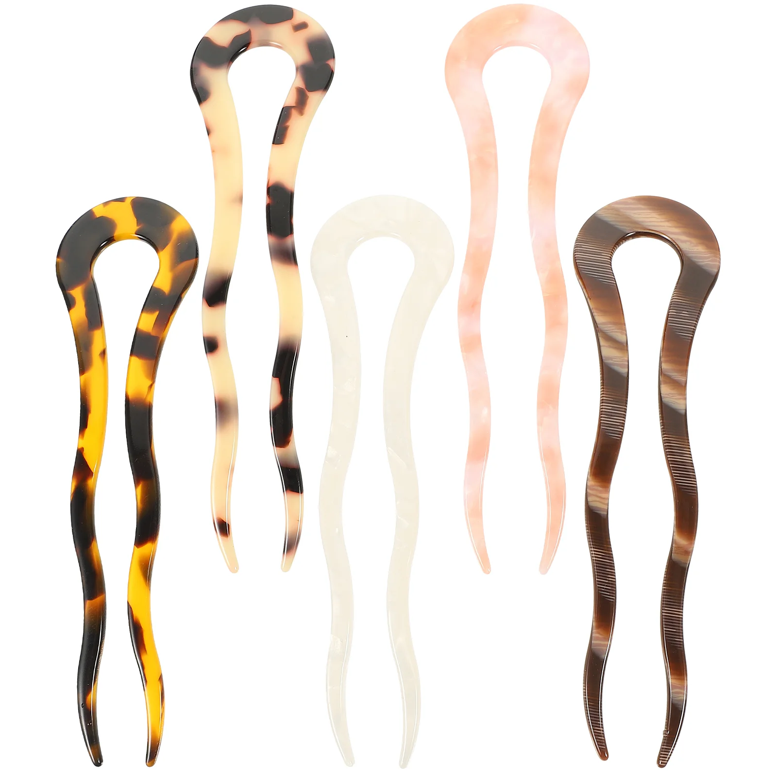 

Retro Hairpin Women Head-wears U-shaped Clips Elegant Acetate Hairpins Wavy Barrettes Forks Accessories Girls