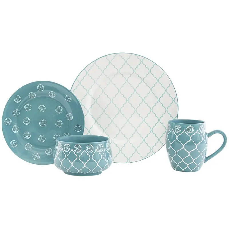 Gorgeous 16-Piece Stoneware Turquoise Baum Dinnerware Set - Perfect for Special Occasions and Everyday Use.
Gorgeous 16-Piece Stoneware Turquoise Baum Dinnerware Set - Perfect for Special Occasions and Everyday Use.