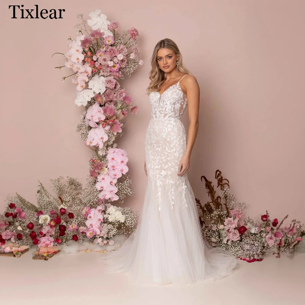 TIXLEAR Wedding Dresses For Woman Mermaid V-Neck Spaghetti Straps Open Back Appliques Court Train Stunning Vestidos De Novia
TIXLEAR Wedding Dresses For Woman Mermaid V-Neck Spaghetti Straps Open Back Appliques Court Train Stunning Vestidos De Novia