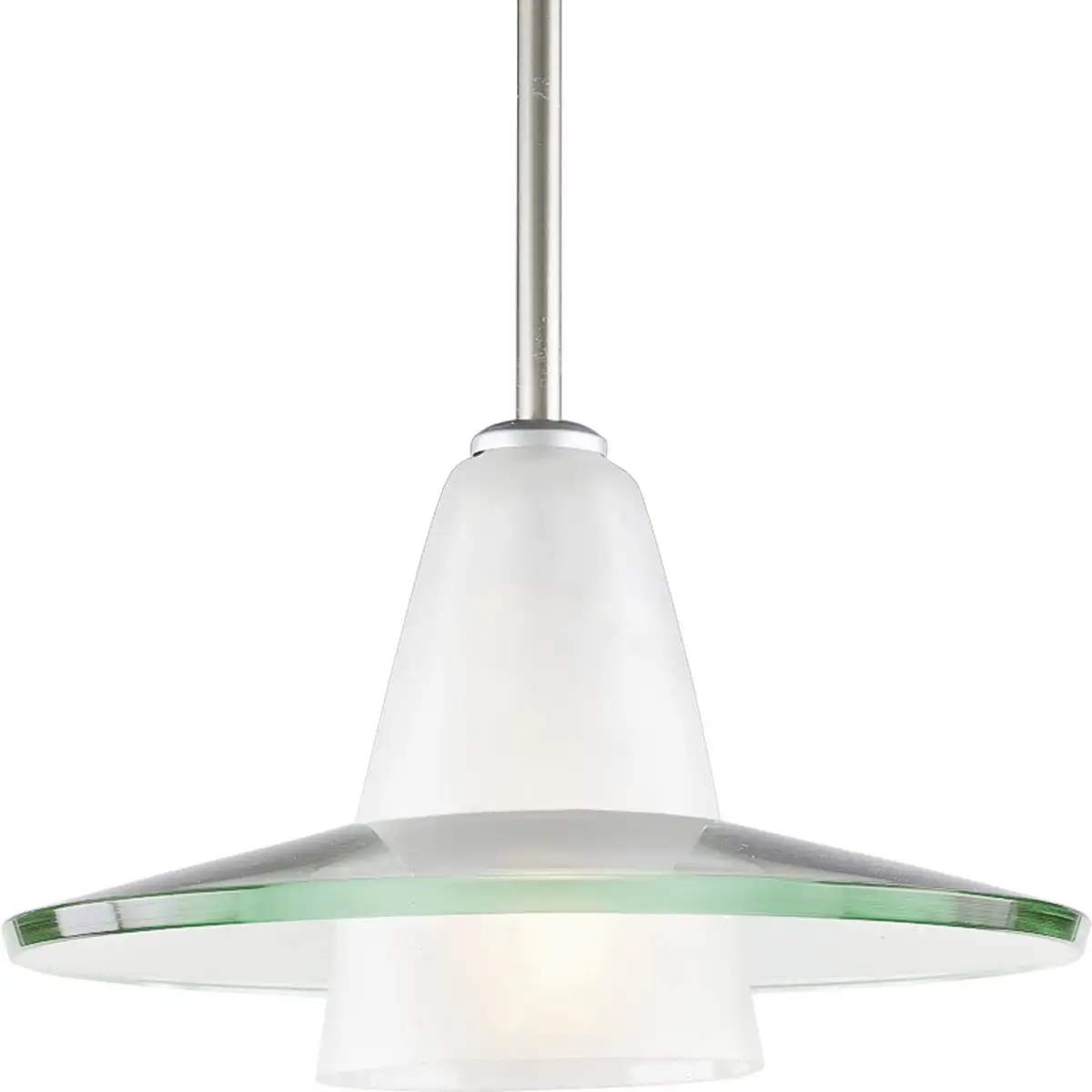 Modern Pendant One-Light Brushed Nickel Clear and Etched Glass Mini-Pendant Light
Modern Pendant One-Light Brushed Nickel Clear and Etched Glass Mini-Pendant Light
