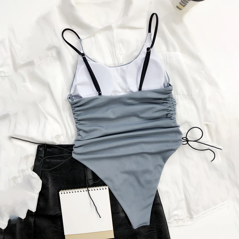 Women's Swimsuit Ribbed One Piece High Cut Swimwear Drawstring Bodysuit Sexy Feminine Bathing Suits Solid Summer New Beachwear
Women's Swimsuit Ribbed One Piece High Cut Swimwear Drawstring Bodysuit Sexy Feminine Bathing Suits Solid Summer New Beachwear