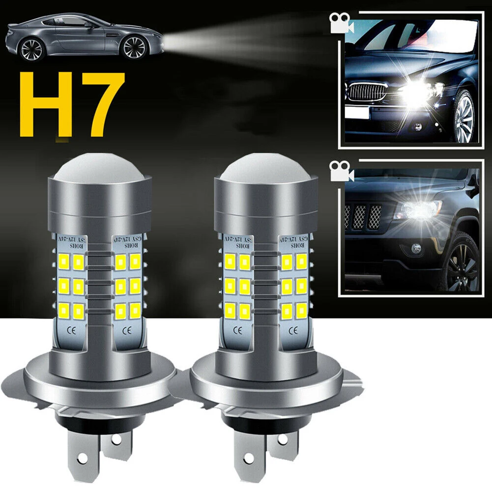 

2x H7 LED Headlight Bulb Kit High/Low Beam Super Bright 6000K White Accessories Universal 12v 21w H7 Car Headlights Replacement
