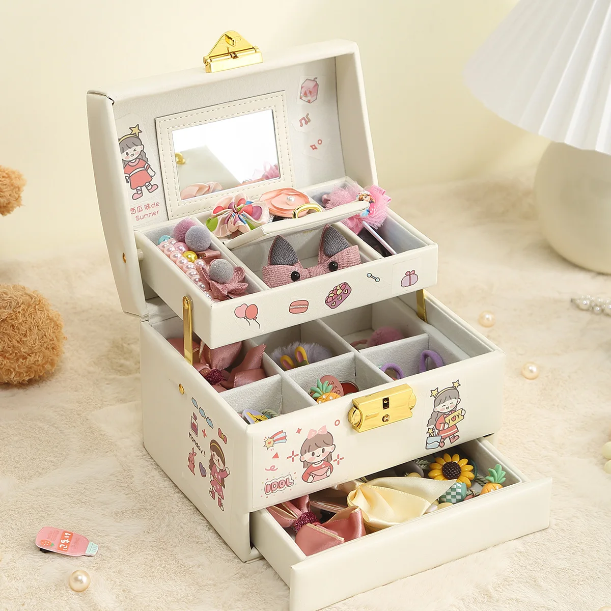 Cute children's hair accessories storage box Girl princess diy jewelry box Birthday gift jewelry storage box
Cute children's hair accessories storage box Girl princess diy jewelry box Birthday gift jewelry storage box