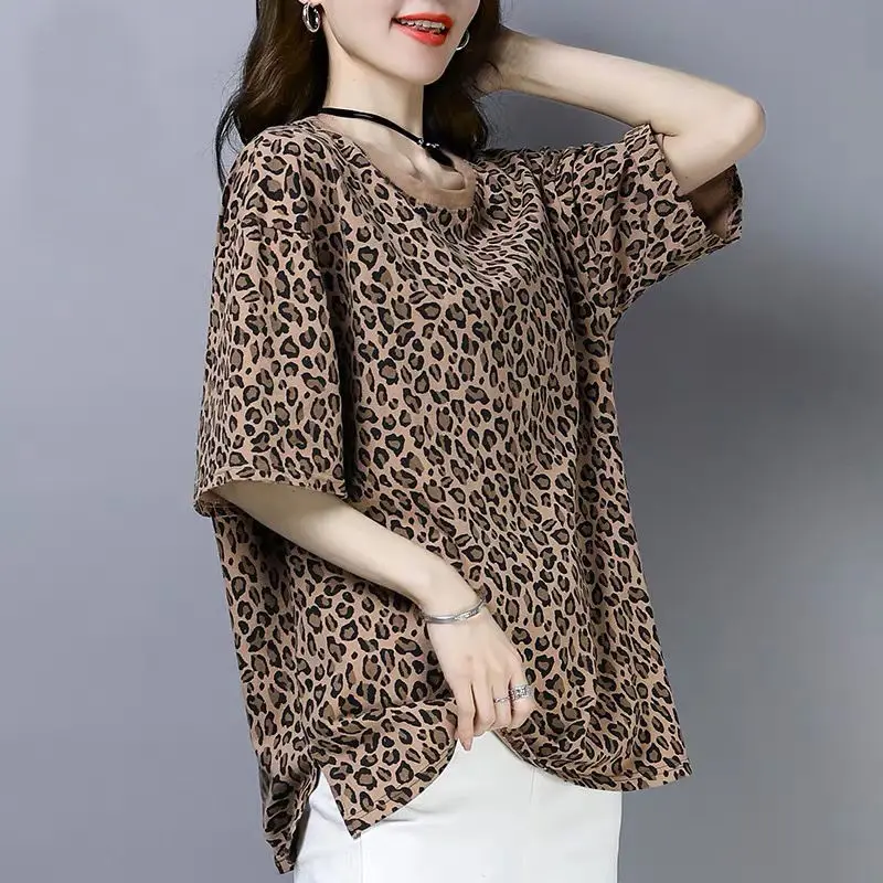 Leopard Tunics Summer Long Shirt Blouse Women Plus size Short sleeve Ladies Tops Clothing Loose Casual
Leopard Tunics Summer Long Shirt Blouse Women Plus size Short sleeve Ladies Tops Clothing Loose Casual
