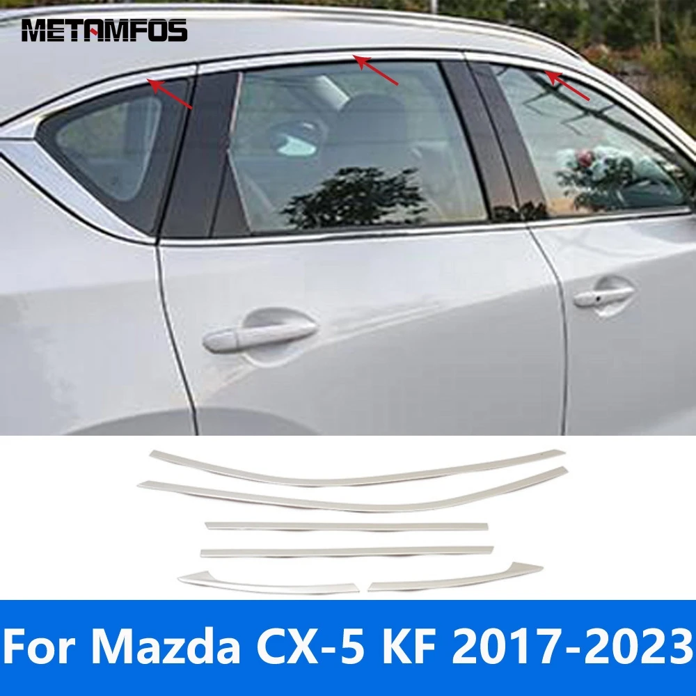 

Отделка оконного порога для Mazda CX5 CX-5 KF 2017-2021 2022 2023, Верхняя Рамка на порог, отделка, наклейка, аксессуары, Стайлинг автомобиля