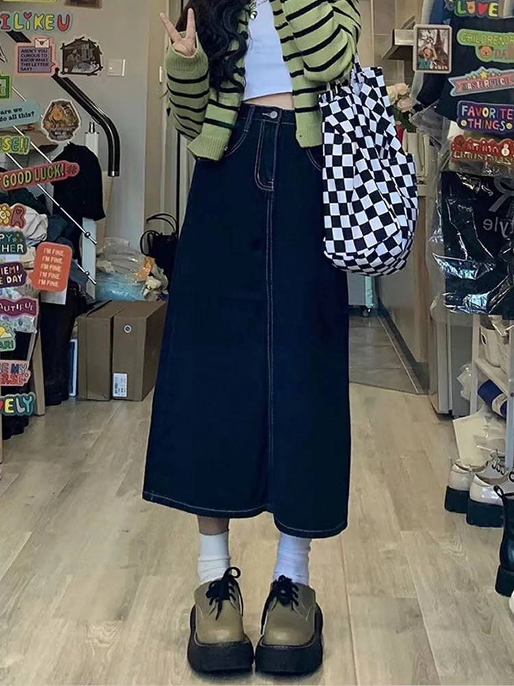 Y2K Women Vintage Retro Kawaii Knee Length Denim Midi Long Skirt High Waist Straight Grunge Jeans Alt Maxi Jean Skirts Clothes
Y2K Women Vintage Retro Kawaii Knee Length Denim Midi Long Skirt High Waist Straight Grunge Jeans Alt Maxi Jean Skirts Clothes