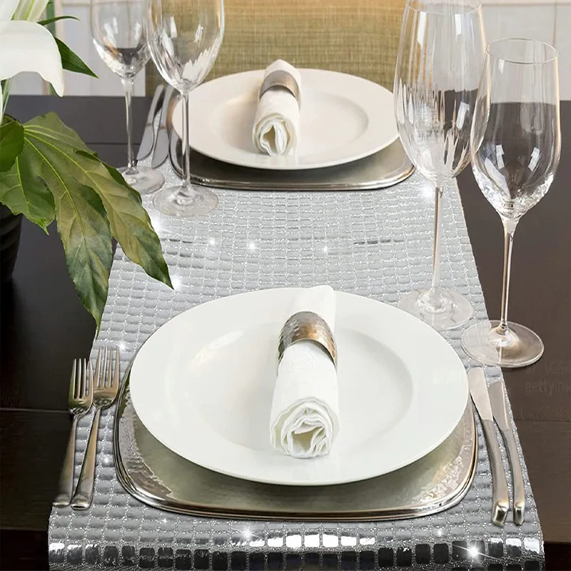 Sequin Table Runner Shiny Silver Embroidered Sequin Table Flags for Wedding Decoration Family Dinner Table Runner
Sequin Table Runner Shiny Silver Embroidered Sequin Table Flags for Wedding Decoration Family Dinner Table Runner