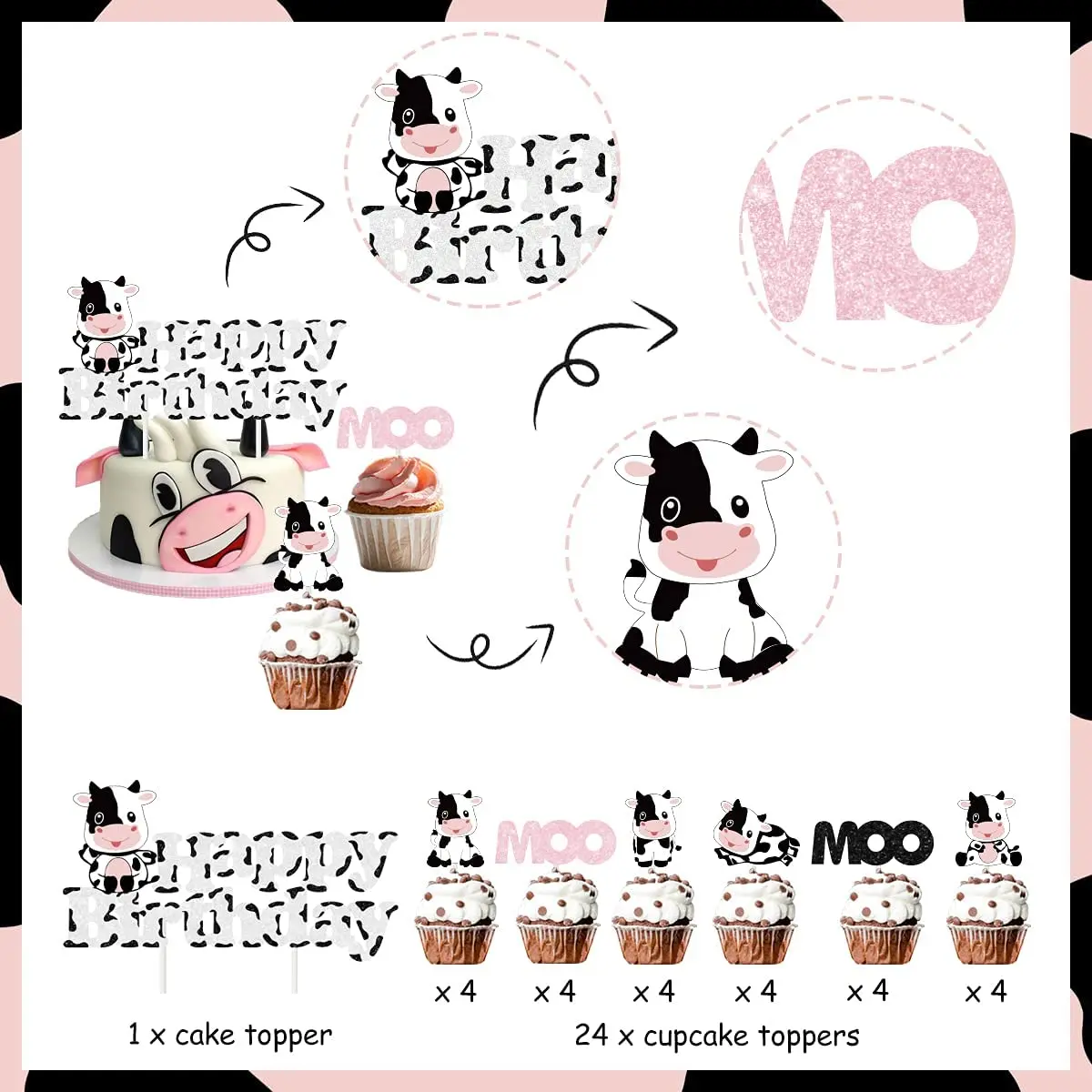 CHEEREVEAL Farm Animal Theme Happy Birthday Cake Topper Cow Cupcake Topper for Baby Shower 1st 2nd 3rd Birthday Party Decoration
CHEEREVEAL Farm Animal Theme Happy Birthday Cake Topper Cow Cupcake Topper for Baby Shower 1st 2nd 3rd Birthday Party Decoration